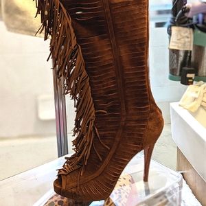 Rare! Christian Louboutin Suede Fri ged Knee Boots EU 40.5